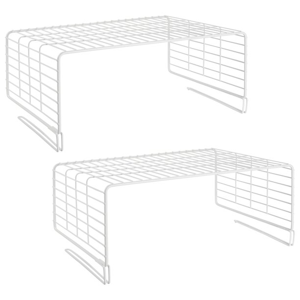 mDesign Metal Wire Closet 2Tier Shelf Divider and Separator, 2 Pack