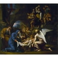 thumbnail image 2 of Charles Poerson 22x20 Black Ornate Framed Double Matted Museum Art Print Titled: The Nativity (1652), 2 of 5