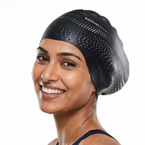 Andizun Silicone Swim Cap - Non-Slip Easy Wear Swimming Hat for Training & Recreational Swimming for Women, Men & All Hair Types