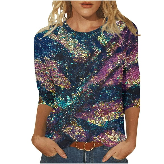 Women Blouse 3/4 Sleeve Petite, Button Down Shirts for Women Plus Workout Tops for Women Womens Tops Dressy Casual Fashion Off The Shoulder Hawaiian Shirts Blue