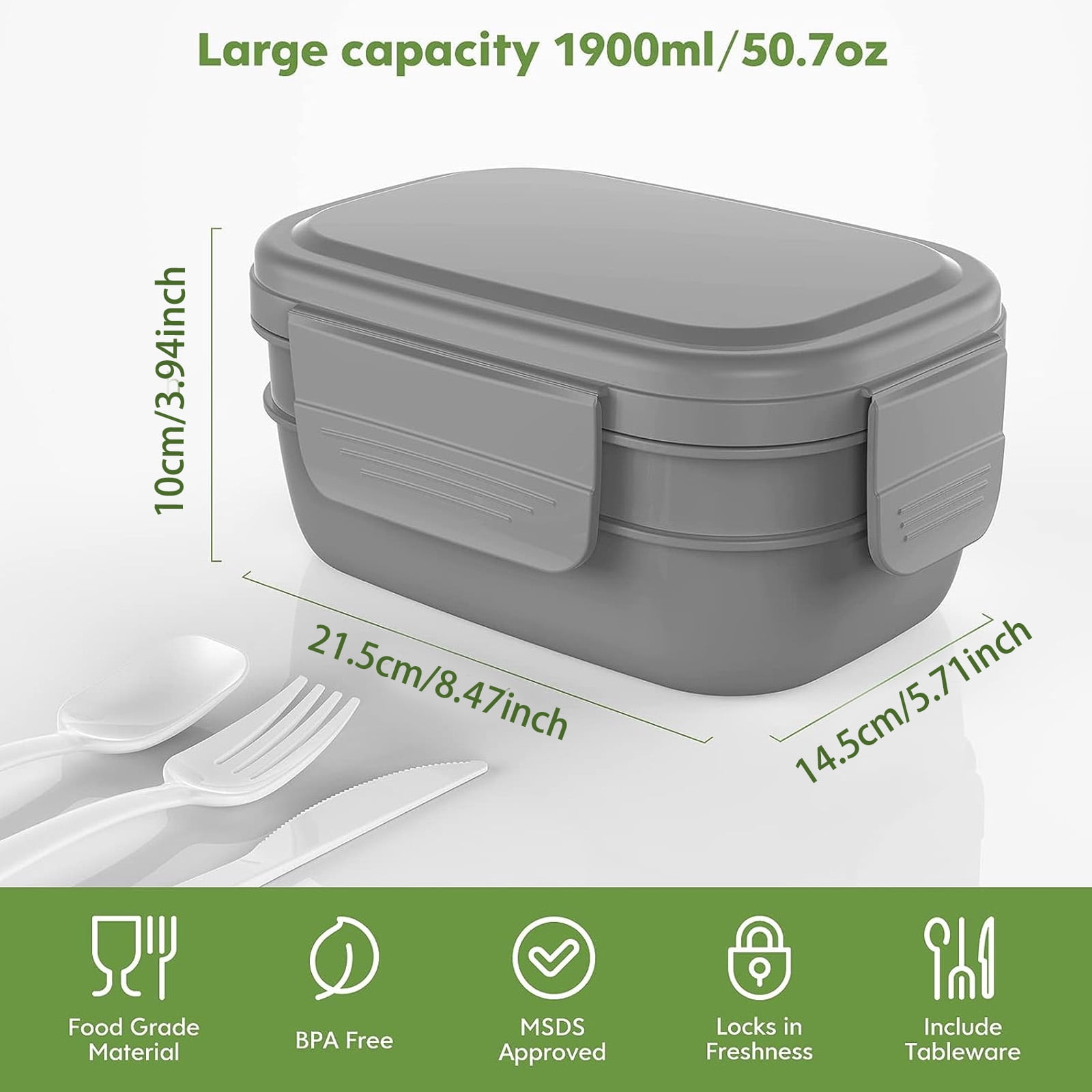 shopwithgreen 54 OZ to Go Salad Lunch Container, BPA-Free, 2-Compartment  for Salad Toppings and Snacks, Salad Bowl with Dressing Container, Built-in