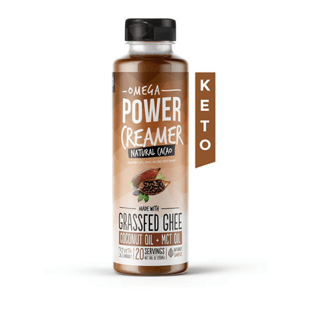 Omega PowerCreamer - CACAO Keto Coffee Creamer - Grass-fed Ghee Butter, Organic Coconut Oil, MCT Oil, Organic Cacao Powder | Keto, Paleo, Low Carb, Sugar Free, Liquid 10 fl oz (20 (Best Paleo Coffee Creamer)
