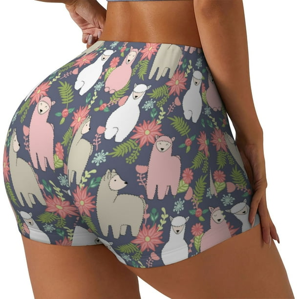 Fotbe Llamas Shorts Sin Costuras – Shorts Deportivos de Cintura Alta para Mujer, Elásticos para Gimnasio, Yoga, Running o Ciclismo-Small