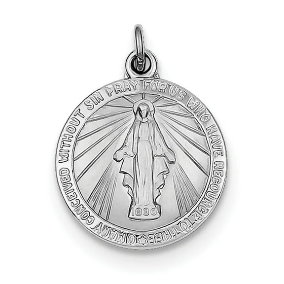 925 Sterling Silver Solid Polished Reversible Miraculous Medal Pendant Necklace 22x16mm Wide Pendant for Women