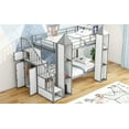 thumbnail image 4 of Kacho Metal Twin over Twin Castle-shaped Bunk Bed with Wardrobe and Multiple Storage, Gray+White, 4 of 6