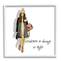 Stupell Industries Kindness Is In Style Inspirational Painting White Framed Art Print Wall Art, 24 x 24