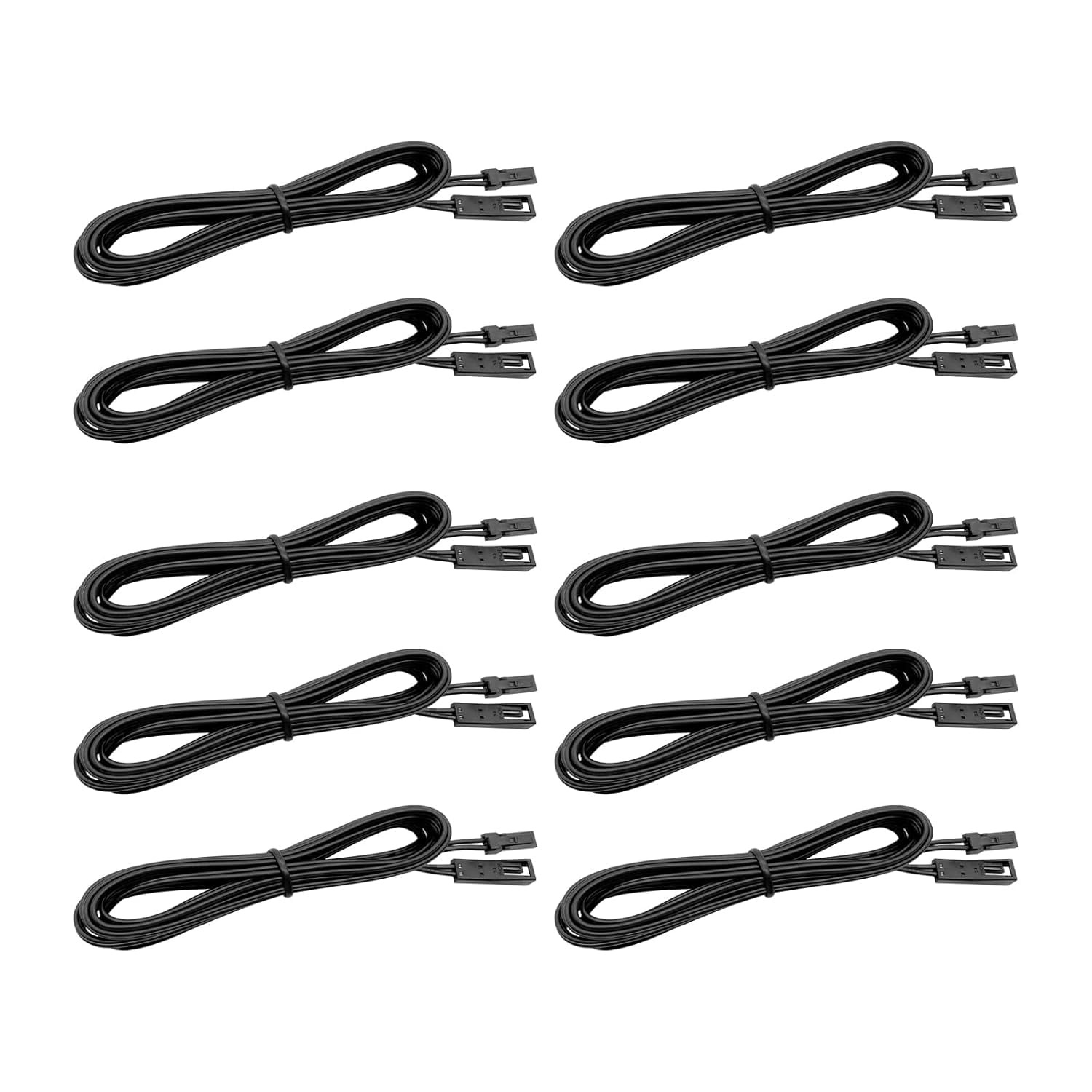 RGHJAR-10-Pack Flexible Extendable Cables for Under Cabinet Lighting kit - 2M/6.6Ft 2-Pin Extension Cord for Linkable Wood Wall Panel Lights Puck Light Under Cabinet Strip Light (Black)