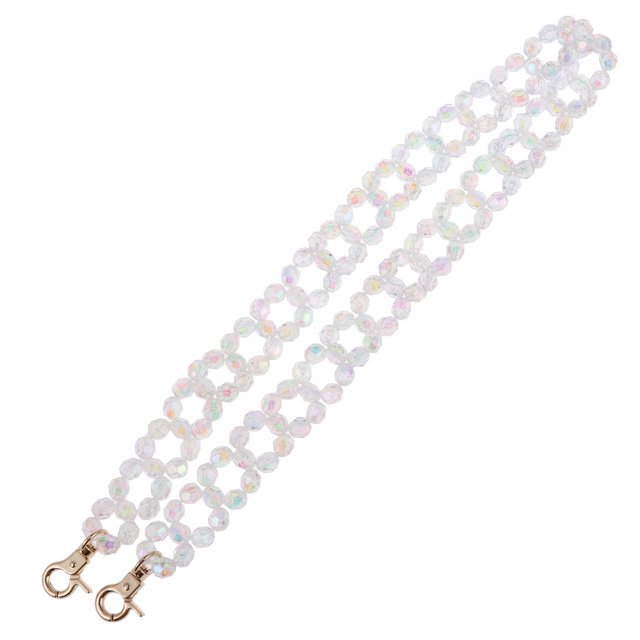 Cadena de doble hilera para bolso, delicada cadena para bolso de mano, correa de hombro, accesorio de repuesto para niñas y mujeres (cristal, 60 cm)