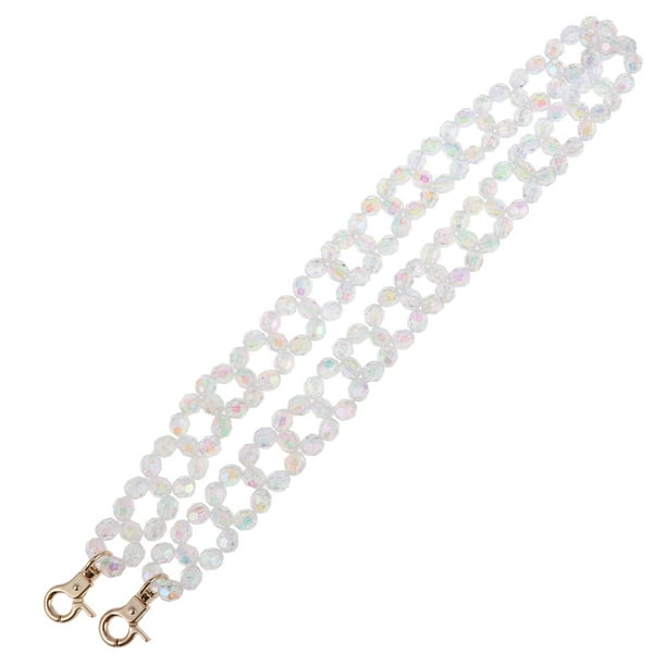 EeaseMX Cadena de doble hilera para bolso, delicada cadena para bolso, correa de hombro, accesorio de repuesto para niñas y mujeres (cristal, 60 cm)