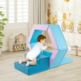 thumbnail image 2 of Costway 3 PCS Baby Foam Climbing Blocks with Ball Pit Triangle Stair 100 Ocean Balls Blue, 2 of 10
