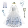 thumbnail image 1 of Nuevo disfraz de Elsa y Anna de Disney, vestido de princesa para niñas, vestido de baile de malla con lentejuelas blancas, ropa de Carnaval para niños, Cosplay Snow Queen9-10T 150CM Gao Jinjia LED, 1 of 2