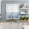 thumbnail image 6 of Blue Gradient Marble Window Curtains Valance Set of 3 Modern Abstract Rod Pocket Small Kitchen Curtain, Soft Window Treatment for Bedroom Party Holiday Decor, 6 of 8