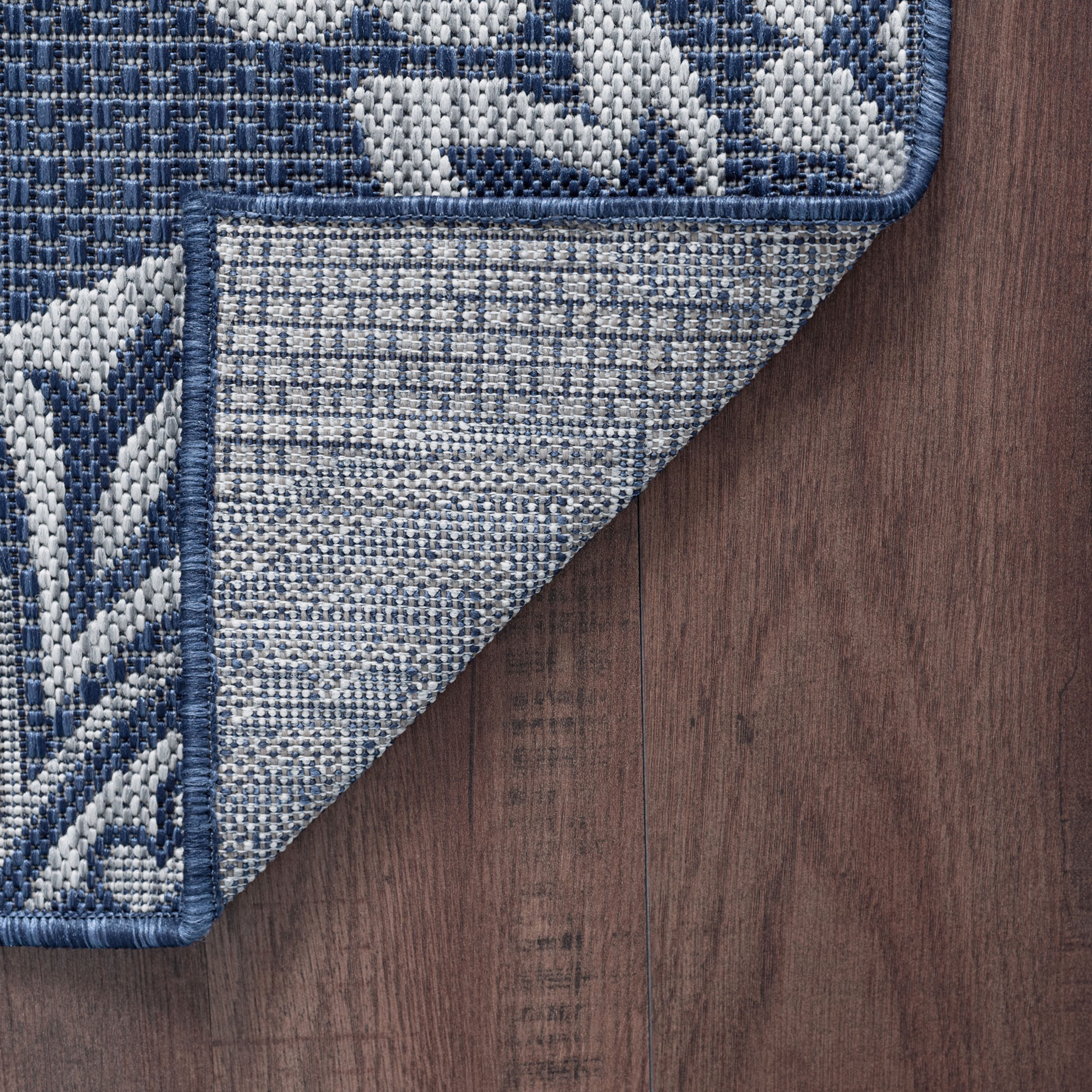 Bliss Rugs Floral Large Indoor Outdoor Area Rug for Patio, Porch, Garden | Navy and Light Gray, 5'3''x7'3''