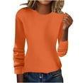 thumbnail image 2 of Juslio Women Sweaters Pullovers Tops for Women Solid Crew Neck Long Sleeve Knit Orange, 2 of 6