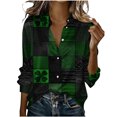 thumbnail image 1 of Tops de Manga Larga de las Mujeres Casual con Impresión Unisex Del Día de San Patricio, Blusa de Cuello Giratoria con Botones para el Uso Diario, 1 of 8