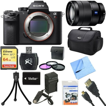 Sony a7R II Full-frame Mirrorless Interchangeable 42.4MP Camera 24-70mm Lens Bundle includes a7R II Camera, Vario-Tessar 24-70mm Full Frame Lens, 67mm Filter Kit, 64GB Memory Card, Bag and much more!