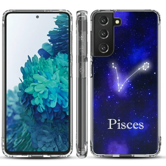 Shockproof Hybrid Bumper Phone Case for Samsung galaxy S21  5G / S21 Plus 5G, by OneToughShield ® - Zodiac / Pisces