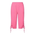 thumbnail image 7 of Kinrui Women's Plus Size Capri Sweat Pants Lounge Elastic Waist Casual Comfy Joggers Side Ruched Pants with Pockets Pink 4XL, 7 of 7