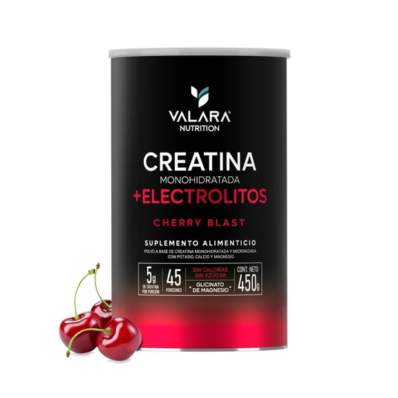 Creatina Monohidratada con Electrolitos Valara sabor Cereza 450 g