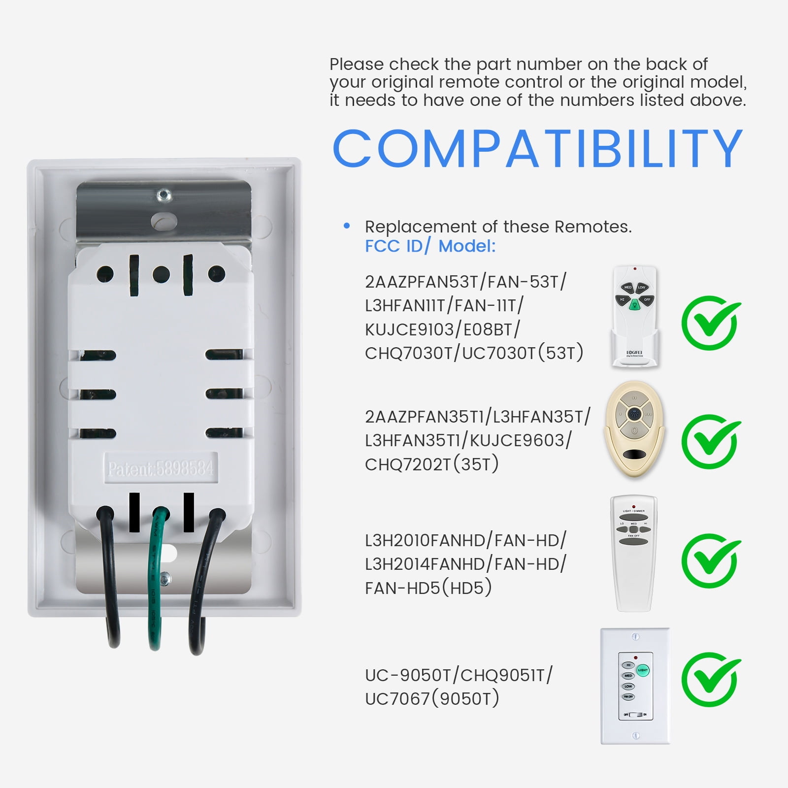 Ceiling Fan Remote Wall Control Uc9051t Shelly Lighting