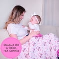 thumbnail image 4 of LollyBanks Ruffle Baby Girl Blanket, Organic Cotton Muslin Crib Quilt, 40 x 36 in, Pink Golf Print, 4 of 8