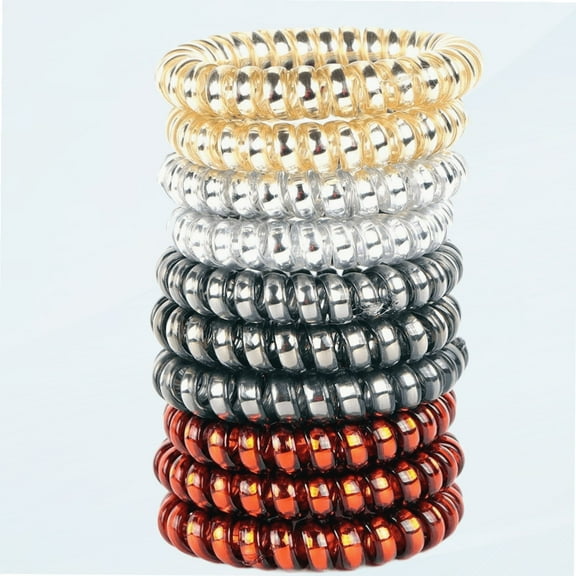 Phone Cord Hair Ties No Crease with 4 Colors, 10 pcs Spiral Hair Ties,Waterproof Hair Coils for for Any Kinds of Hair