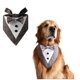 thumbnail image 1 of Collar de bandana de boda para perro con pajarita, esmoquin ajustable para perros, trajes formales para perros medianos y grandes, color marrón, 1 of 5