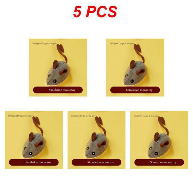 1~10PCS Smart Running Mouse Cat Toy Interactive Random Moving Electric Cat Teaser Toys Simulation Mice Kitten Self-Playing Plush Style A 5pcs