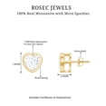 thumbnail image 5 of Rosec Jewels Certified Moissanite Heart Stud Earrings for Women - 7 mm - D-VS1 Quality - 3 Carat - Ready to Gift with Jewelry Box, 10K Yellow Gold, 5 of 6