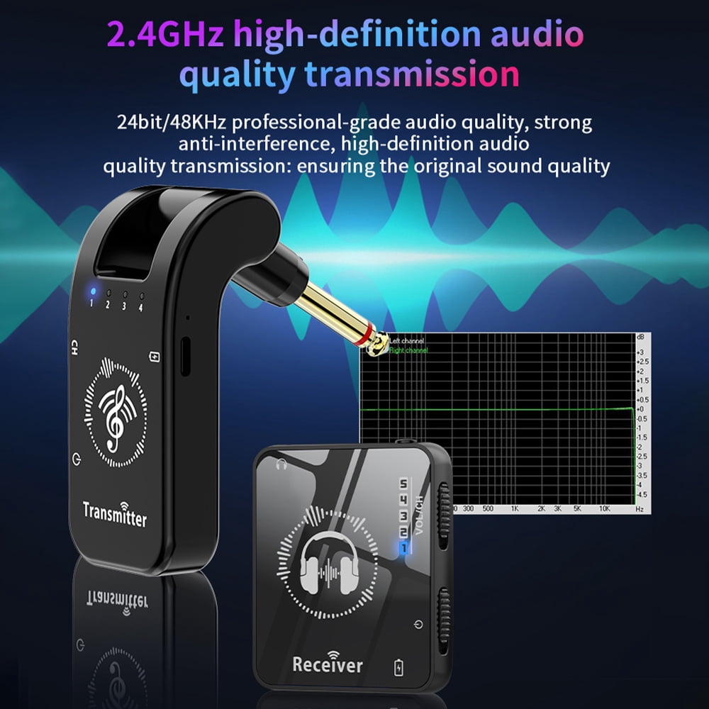 2.4G Wireless In-Ear Monitor System 282° Rotate Transmitter Portable Collar Clip Receiver Rechargeable Automatic Pairing Low Latency 131ft Effective Distance