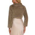 thumbnail image 3 of CHAQUETA CROP DE FALSO PELO PARA MUJERES INSPIRE CHIC, BOLERO, CON LAZO EN LA PARTE DELANTERA, ABRIGO FLUFFY, TALLA XL, CAQUI OSCURO, 3 of 6