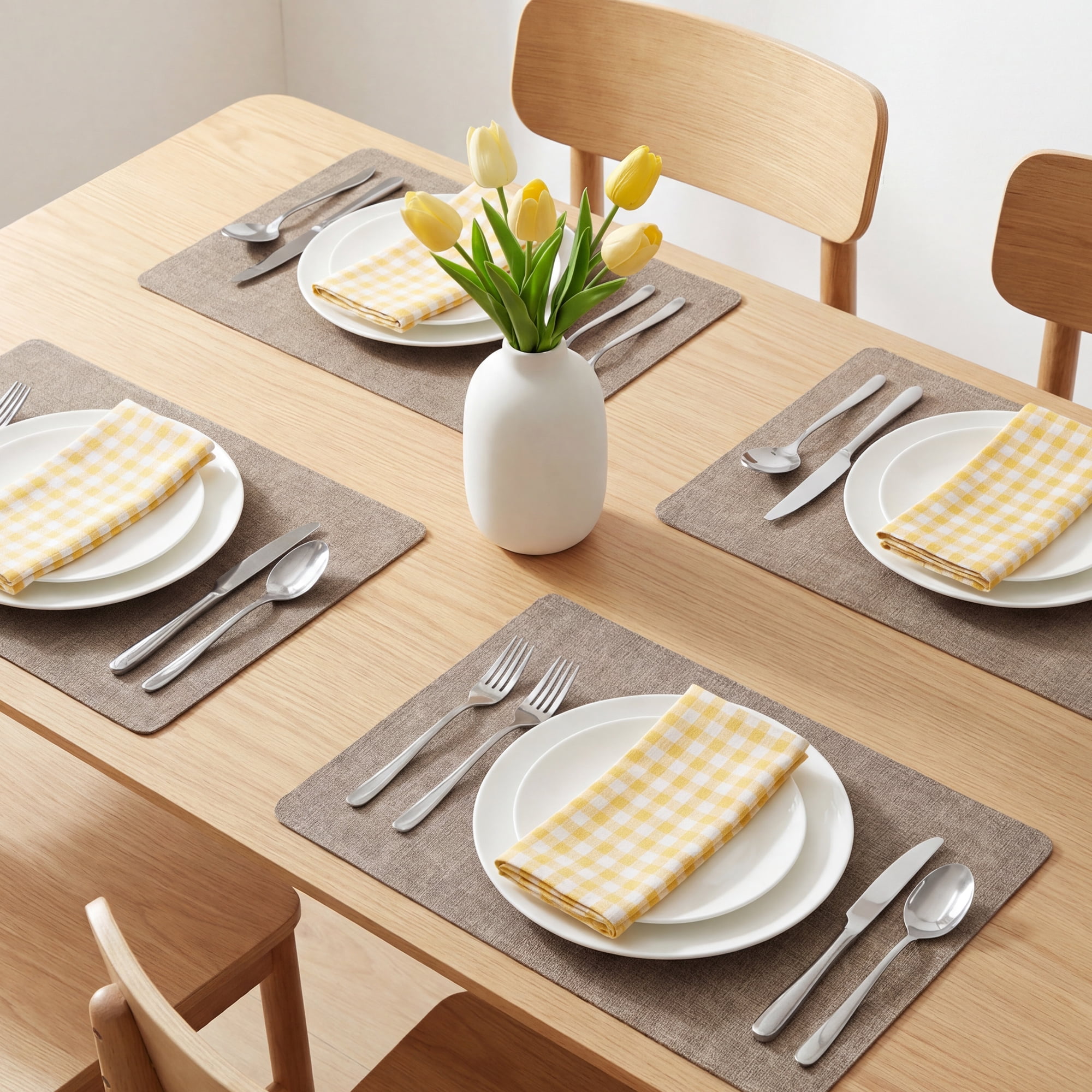 Unique Bargains 6pcs Faux Leather Placemats for Kitchen Light Brown 16.9"x11.8"