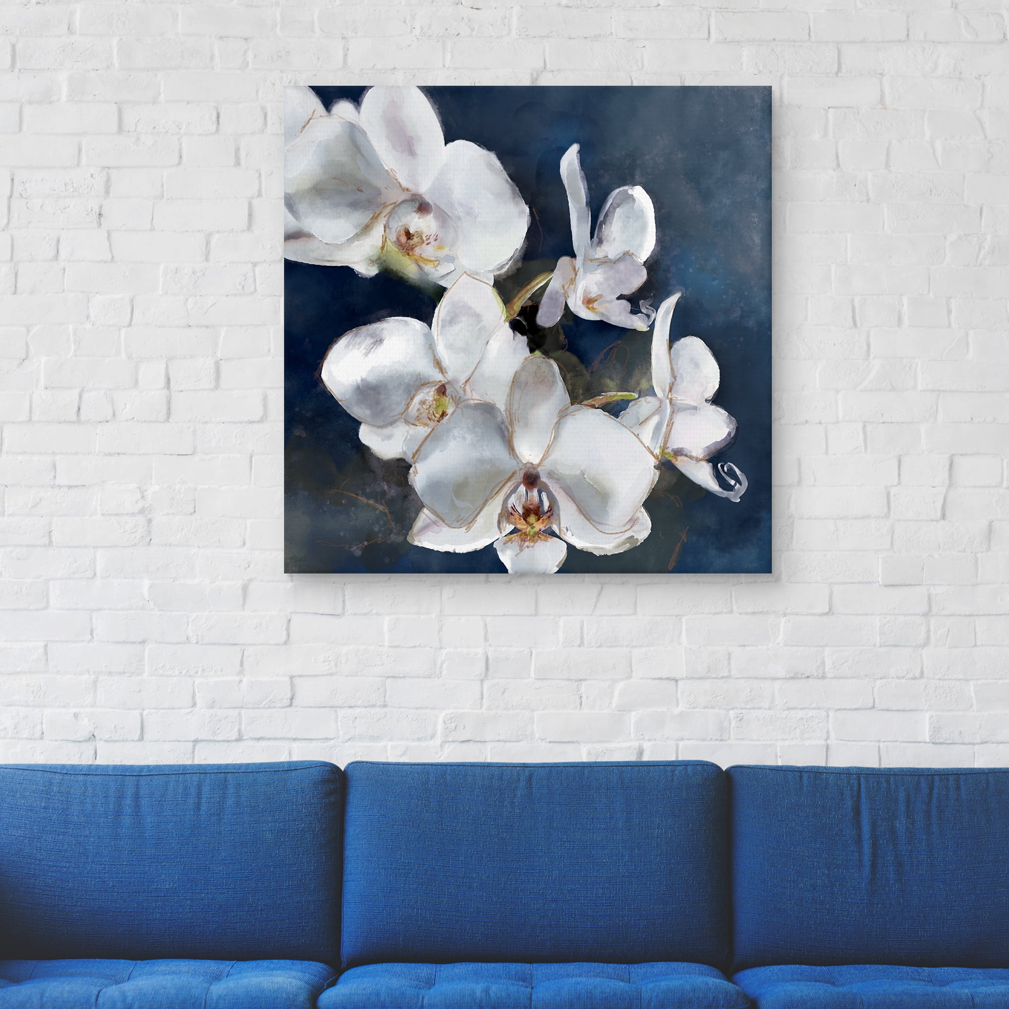 Orchid on Navy by Studio Arts Canvas Art Print