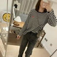 thumbnail image 3 of Kukuzhu Y2K Fairy Grunge Shirt Alt Long Sleeves Striped Tee Shirts Alternative Fairycore Loose Tops Harajuku Blouse Streetwear, 3 of 7