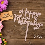 Willstar 5Pcs/Set Acrylic Happy Mother's Day Cake Toppers Picks Decoration Party Supplies