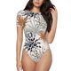 thumbnail image 1 of Fotbe Tropical Leaves Body de Mujer con Cuello Redondo y Mangas Cortas, Sin Mangas Ajustado, Suave, Cómodo y Básico-Large, 1 of 7