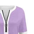 thumbnail image 6 of Fengqque Women's Long Sleeve Shirts Zipper Tops Tunics Casual Round Neck Tees Blouses Purple S, 6 of 6