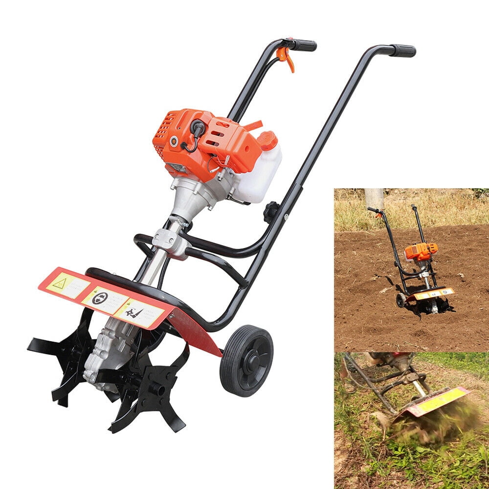 Mkyiongou 52CC 2Stroke Mini Tiller Cultivator Garden Hand-pull Gas Tiller Cultivating Tool