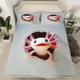 thumbnail image 2 of jejeloiu Lovely Axolotl Full Size Sheets,Underocean Animal Coral Bed Sheets,Pink Gray Sheet Sets For Girl,Breathable Bedroom Decorative,4pcs, 2 of 7