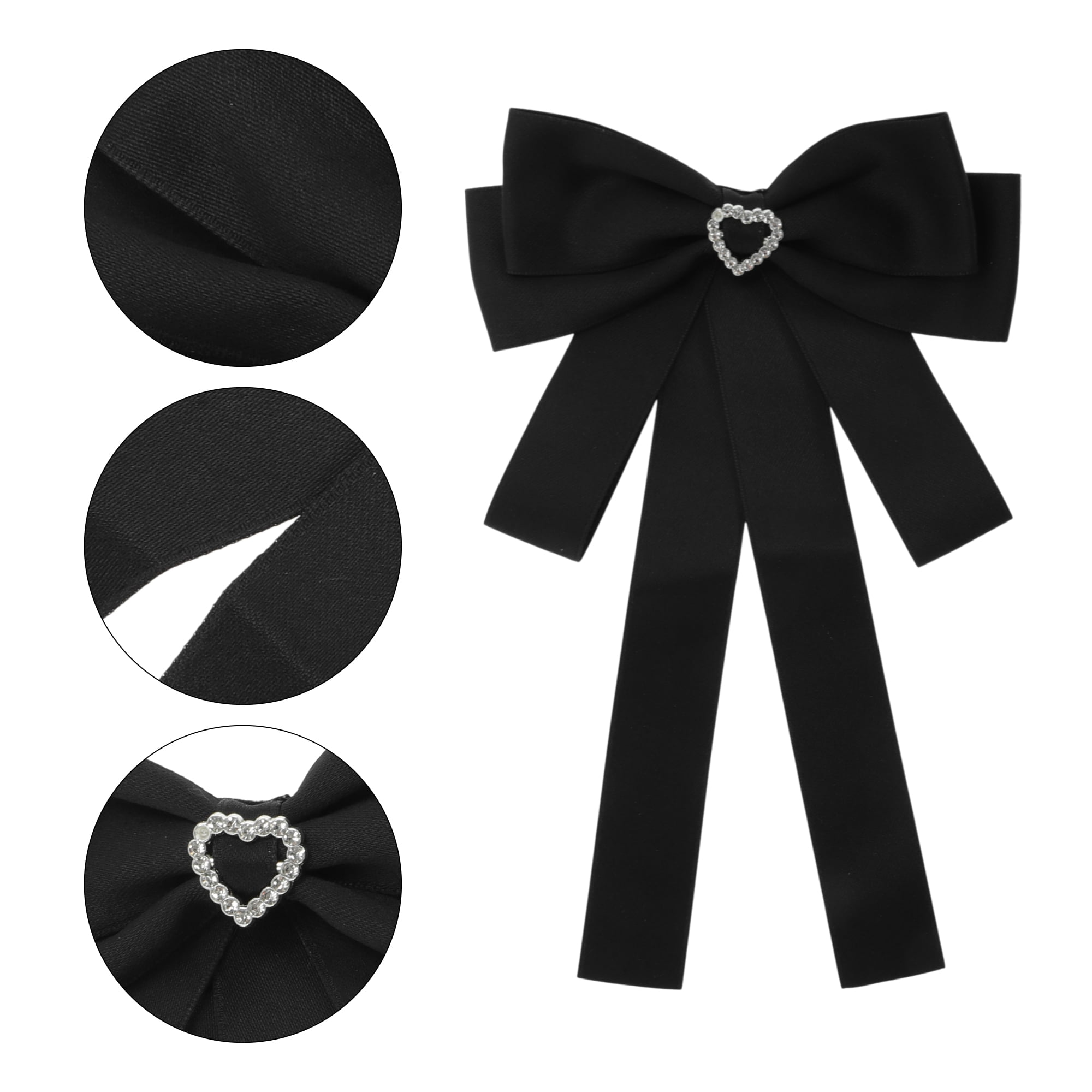 Unique Bargains Bowknot Ribbon Bow Brooch Pre-Tied Neck Tie Gold Tone Hollow Heart