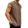 thumbnail image 6 of USNSM (M-5XL) Mens Big and Tall Workout Tank Tops Cotton Cut Off Sleeveless Muscle Shirts Gym Athletic Running T Shirt Brown XL, 6 of 7