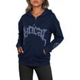 thumbnail image 7 of EMMIOL Women's Y2K Street Oversized Black Hoodie with Gothic Graphic, Roomy Hood & Side Pockets, 7 of 7