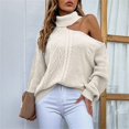 thumbnail image 3 of Vedolay Fall Tops for Women Oversized Sweaters for Women Crewneck Long Sleeve Knit Pullover Sweater,White M, 3 of 4