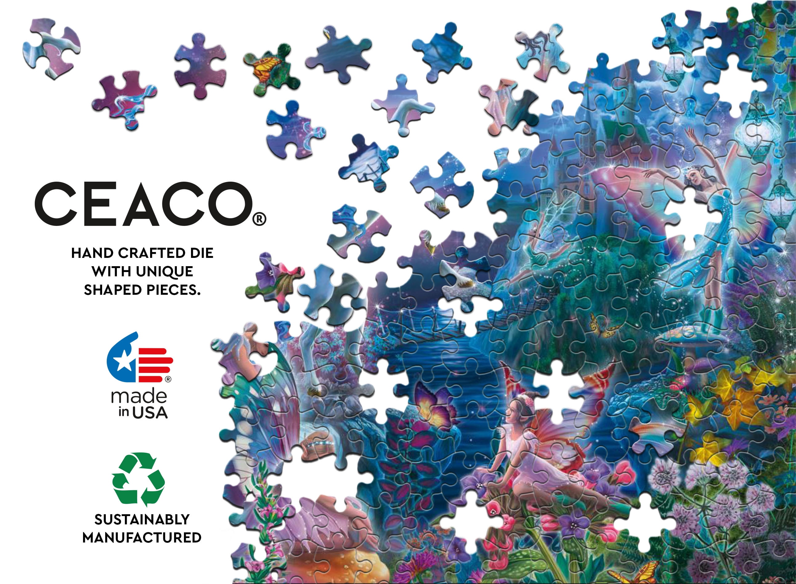 Ceaco 500-Piece Foil Unicorn Fairytales Interlocking Jigsaw Puzzle