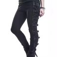 thumbnail image 3 of Pantalones estilo punk con cordones cruzados laterales y adelgazantes de corte entallado informal de moda para mujer, 3 of 6