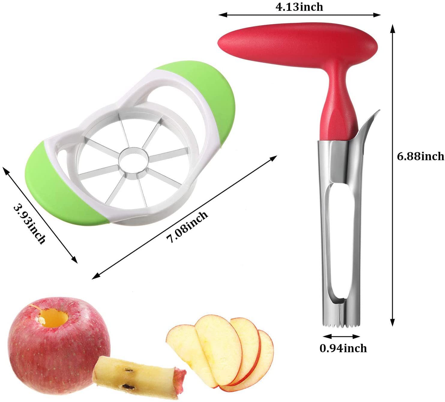 Stainless steel apple corer *** Set of 2 pieces *** 