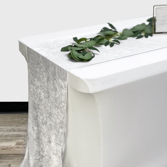 Your Chair Covers - 14 x 108 Inch Velvet Table Runner White