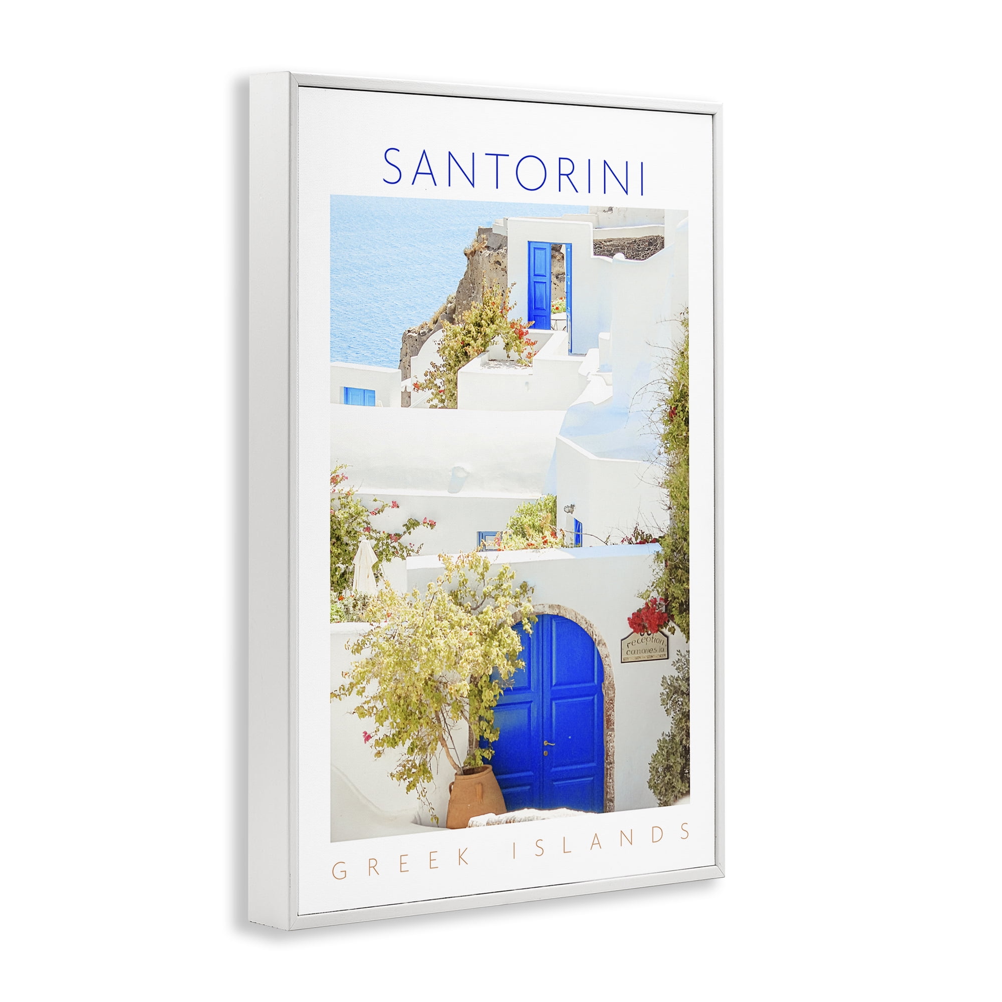Stupell Industries Santorini Greek Islands White Framed Giclee Art, design by Erin Marie