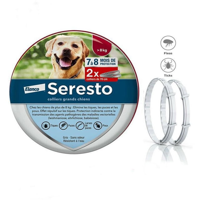 2 collares para perros - Collar antipulgas y antigarrapatas para perros grandes - 8 kg y más