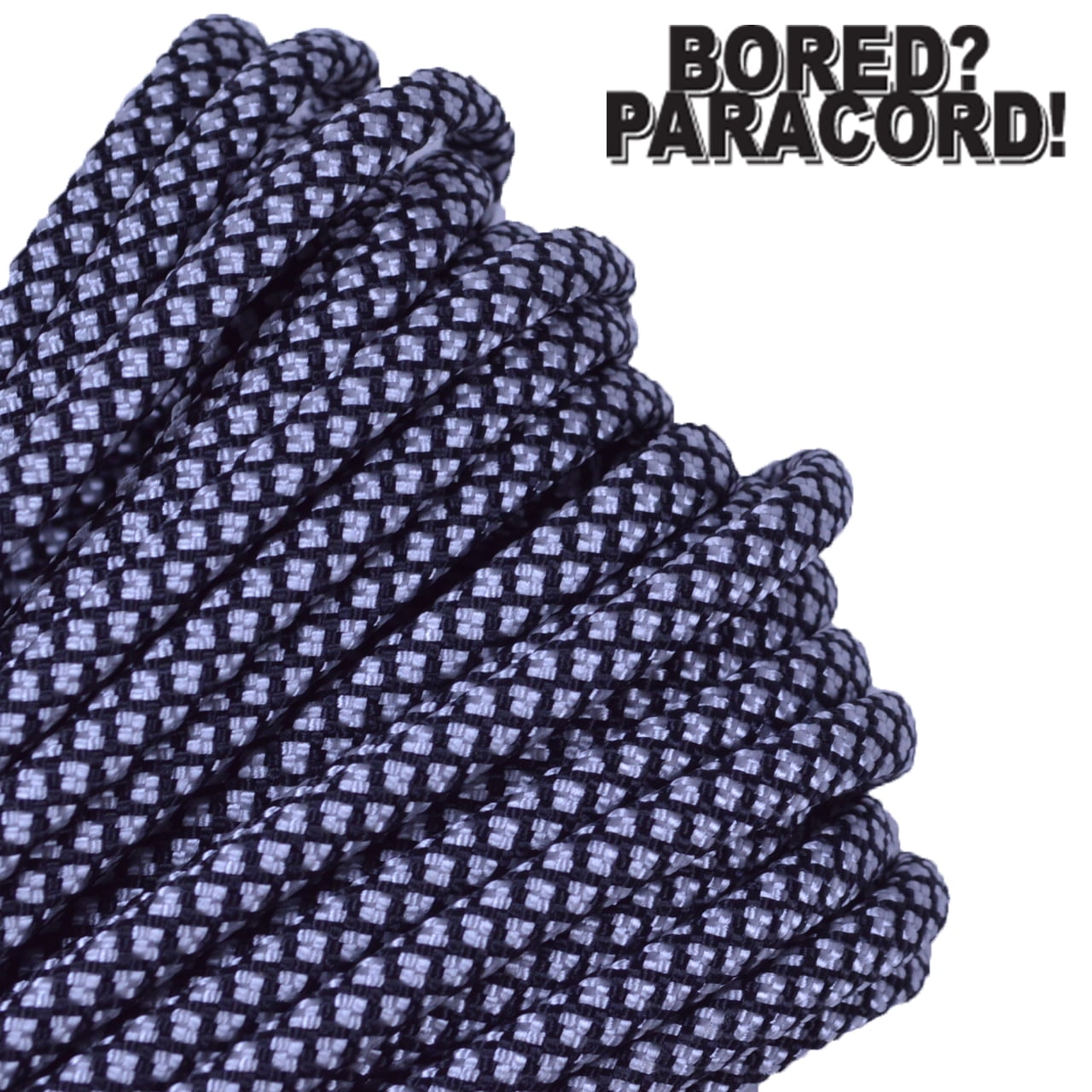 550 Paracord Rope 7 strand Parachute Cord 10 25 50 100 ft Silver Diamonds 